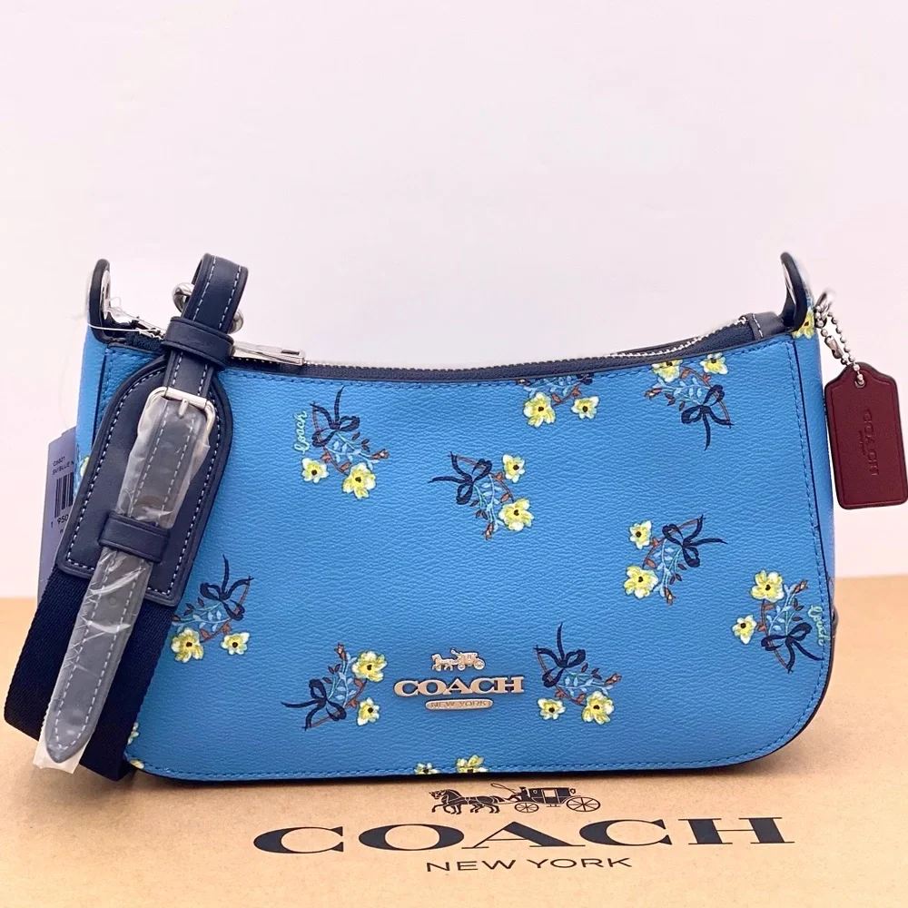 Coach Jes Baguette Crossbody With Floral Bow Print - Picture 15 of 16